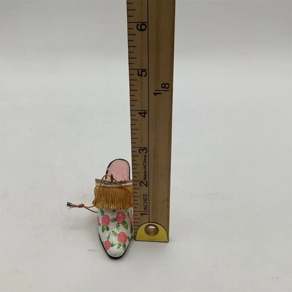 Shoe Christmas Ornament Pink Floral Gold Accents‎